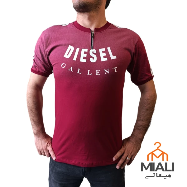تیشرت نیم زیپ طرح DIESEL رنگ قرمز