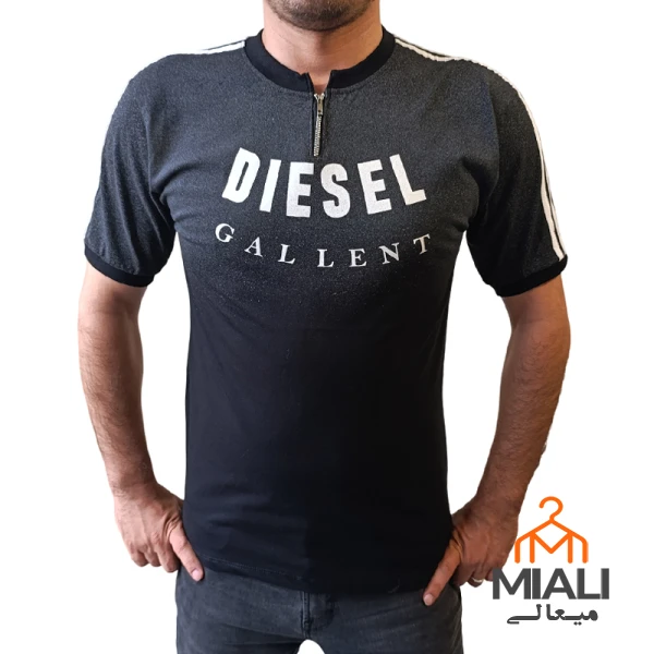 تیشرت نیم زیپ طرح DIESEL رنگ مشکی