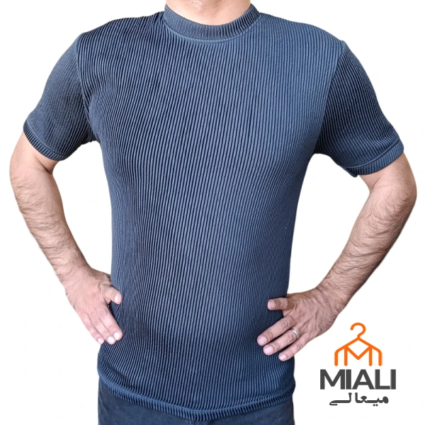 تیشرت سوپر پنبه برجسته سورمه ای