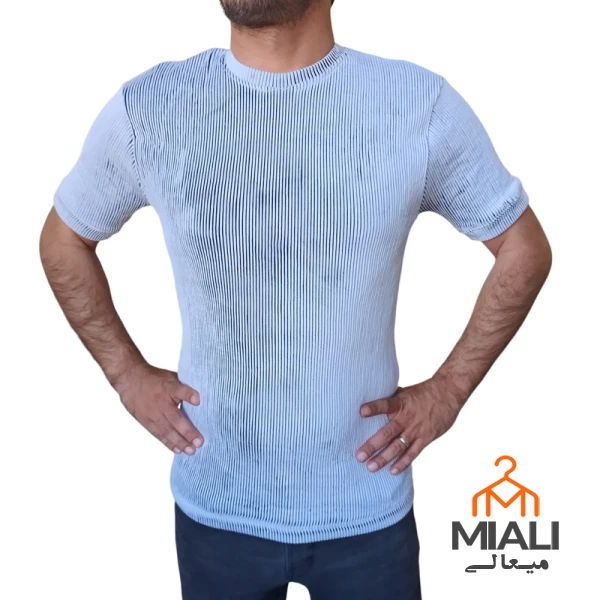 تیشرت نخی برجسته سفید