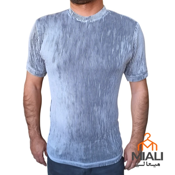تیشرت سوپر پنبه برجسته طوسی